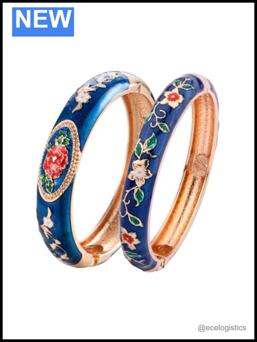 Cloisonne Enamel Cuff Bangle Bracelets Handcrafted Set